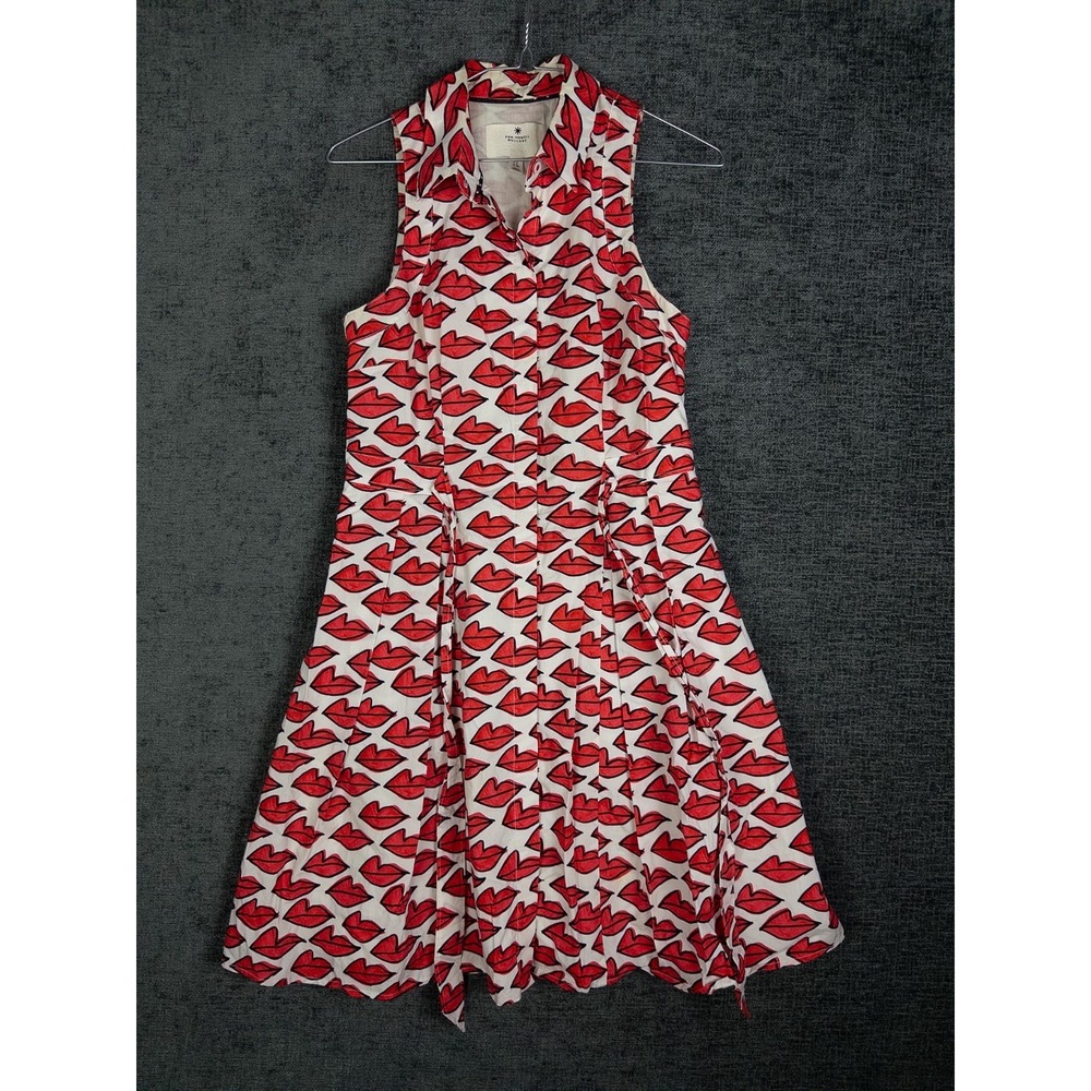 Ann Howell Bullard Anthropologie Dress Womens 4 Kiss Love Shirt Midi Coquette